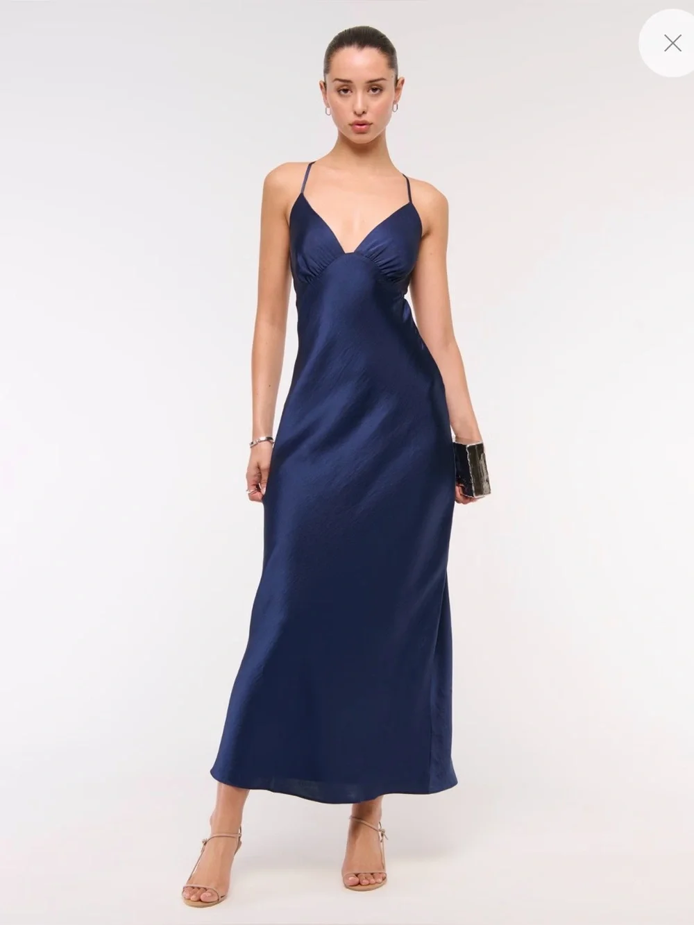 Abercrombie & Fitch Navy Satin Slip Maxi Dress